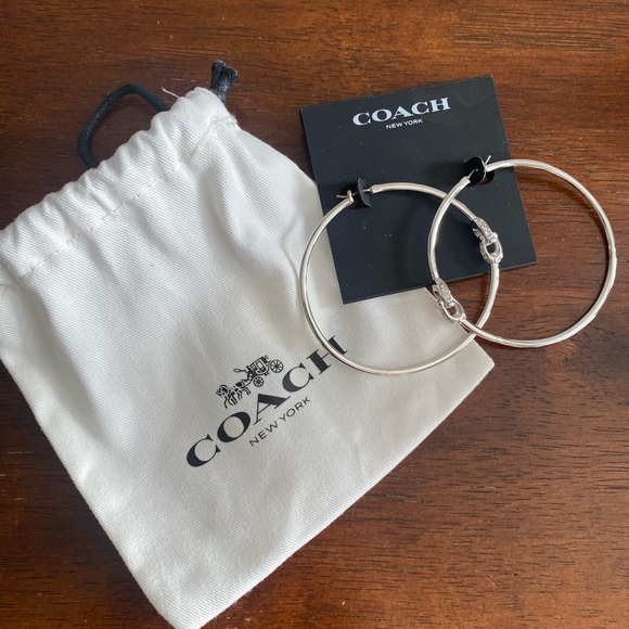Coach Silver Hoop Earrings - Picture 1 of 3